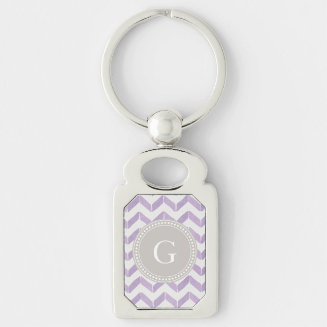 Porte-clés Monogramme gris pourpre en pastel chic de coutume (Devant)