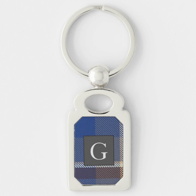 Porte-clés Monogramme Groomsmans Meilleur homme gris bleu Tar (Devant)