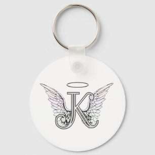 Porte-clés Monogramme initial de la lettre K avec des ailes