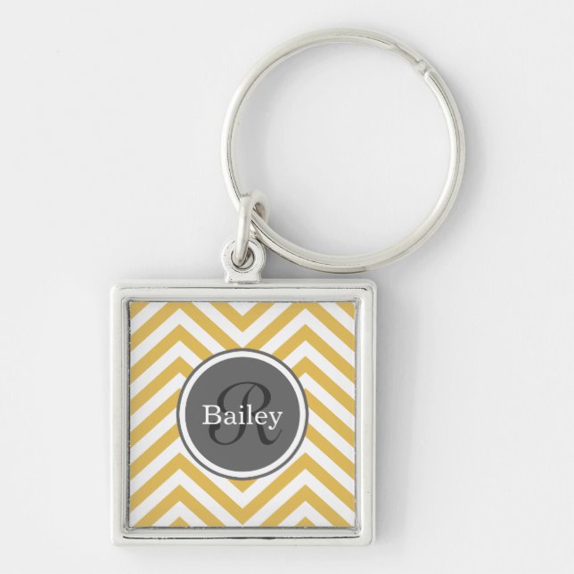 Porte-clés Monogramme jaune Chevron (Devant)
