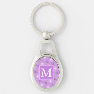 Porte-clés Monogramme lilas cercles pourpres motif