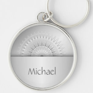 Porte-clés Monogramme Mandala argent