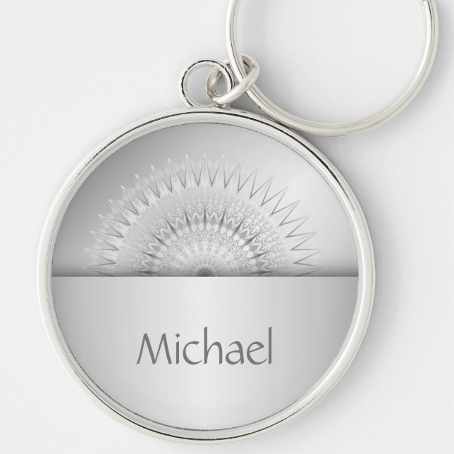 Porte-clés Monogramme Mandala argent (Devant)