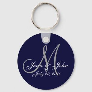Porte-clés Monogramme Mariage mariée Groom Date Porte - clé d