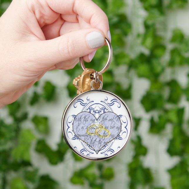 Porte-clés Monogramme Mariage Vow Heart (Main)