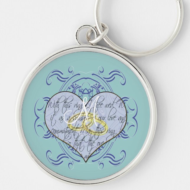 Porte-clés Monogramme Mariage Vow Heart (Devant)