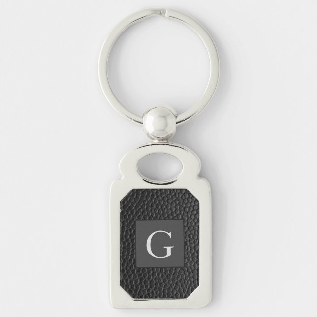 Porte-clés Monogramme Meilleur homme Groomsman Black Leather  (Devant)