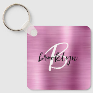 Porte-clés Monogramme Métal Brossé Rose Glam 
