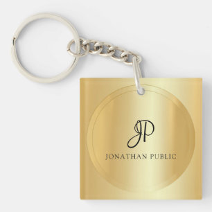 Porte-clés Monogramme Modèle tendance Faux Gold Ajouter votre