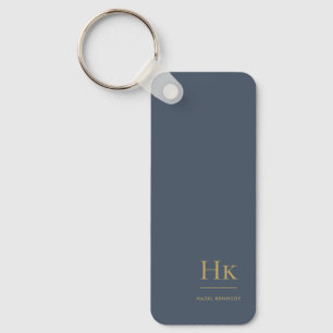 Porte-clés Monogramme moderne classique minimaliste marine bl