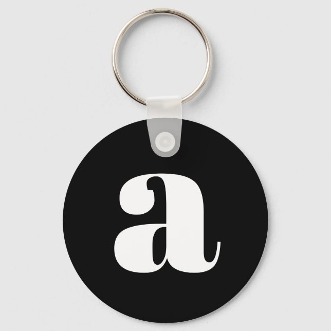 Porte-clés Monogramme moderne Lettre initiale Simple Noir Bla (Recto)