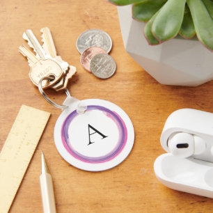 Porte-clés Monogramme Moderne Rose et Violet