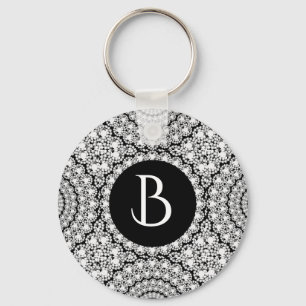 Porte-clés Monogramme Motif cool de diamants blancs