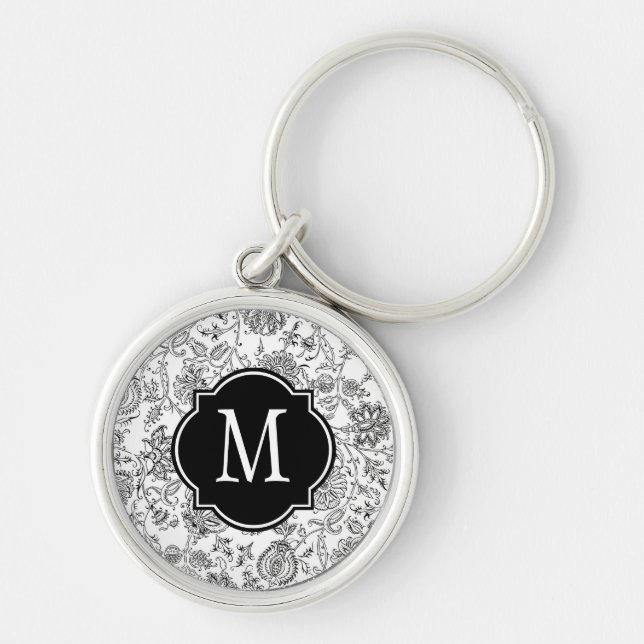 Porte-clés Monogramme Motif noir et blanc (Devant)