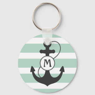 Porte-clés Monogramme nautique vert clair d'Ancre
