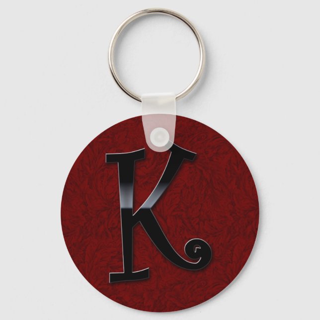 Porte-clés Monogramme noir brillant - K (Recto)