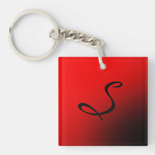 Porte-clés Monogramme noir rouge élégant professionnel initia