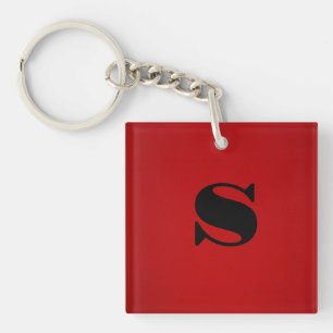 Porte-clés Monogramme noir rouge élégant professionnel initia
