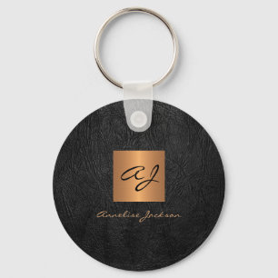 Porte-clés Monogramme nom élégant noir