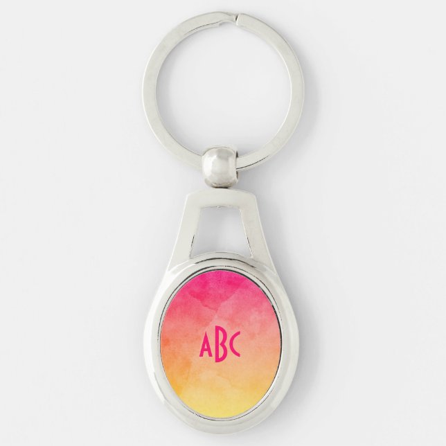 Porte-clés Monogramme Ombre rose à jaune (Devant)