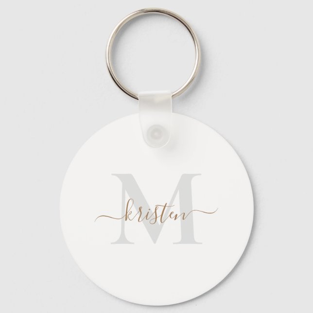 Porte-clés Monogramme or et gris blanc (Recto)