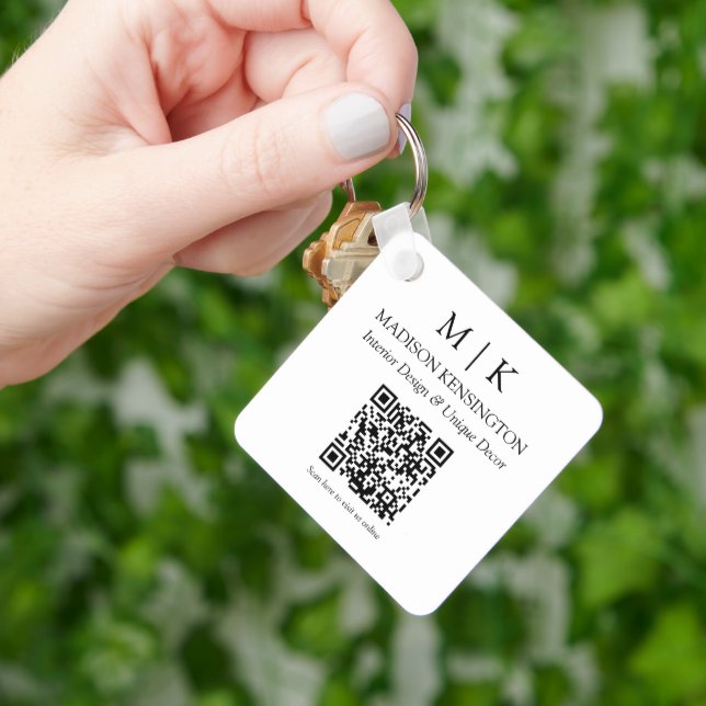 Porte-clés Monogramme ou ajouter un logo Business QR Code Car (main)