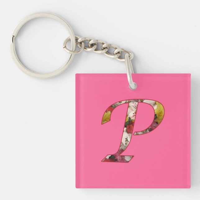 Porte-clés Monogramme P Floral Design Porte - clé (Devant)