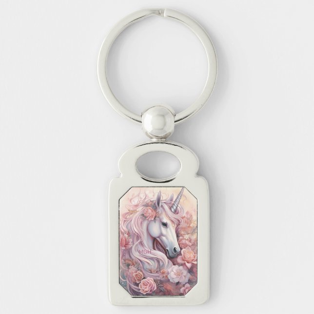 Porte-clés Monogramme personnalisé belle licorne (Devant)
