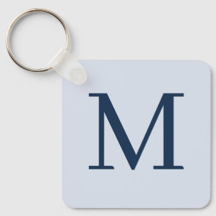 Porte-clés Monogramme personnalisé bleu élégant