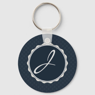 Porte-clés Monogramme personnalisé bleu marine classique
