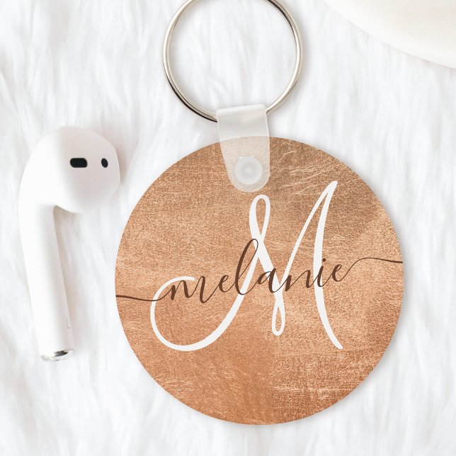 Porte-clés Monogramme personnalisé Nom Écriture manuscrite Ro (Créateur téléchargé)