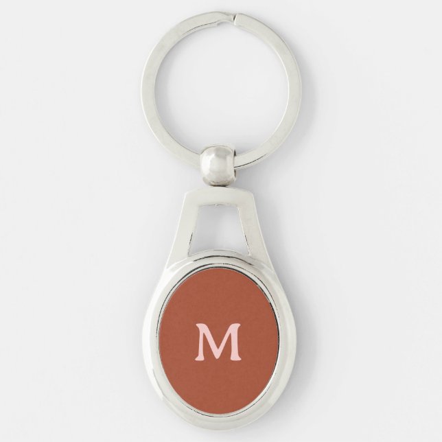Porte-clés Monogramme personnalisé orange brûlé (Devant)
