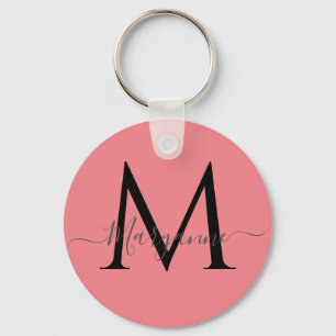 Porte-clés Monogramme personnalisé rose fille