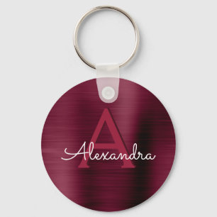 Porte-clés Monogramme pourpre d'acier inoxydable de Faux de