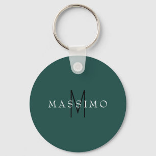 Porte-clés Monogramme Professionnel Gris Bleu Votre Nom