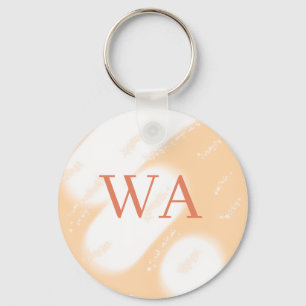 Porte-clés Monogramme rétro gras blanc orange pêche pastel no