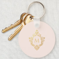 Monogramme Rose Elégant Vintage Faux Gold Foil Cre