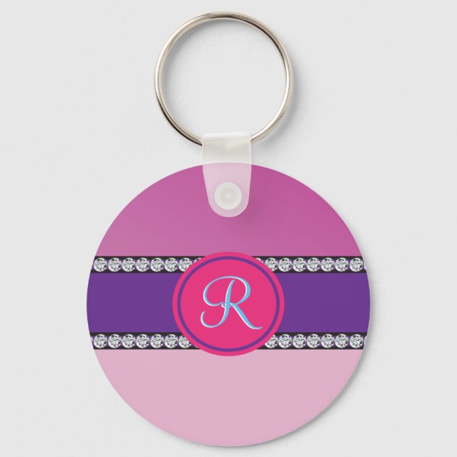 Porte-clés Monogramme rose magenta (Recto)