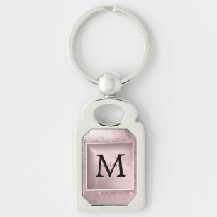 Porte-clés Monogramme rose Parties scintillant or