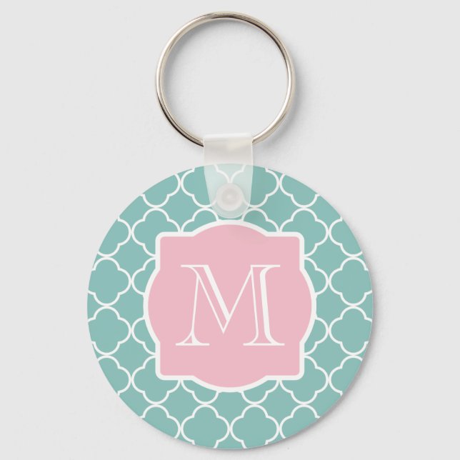Porte-clés Monogramme rose vert pâle (Recto)