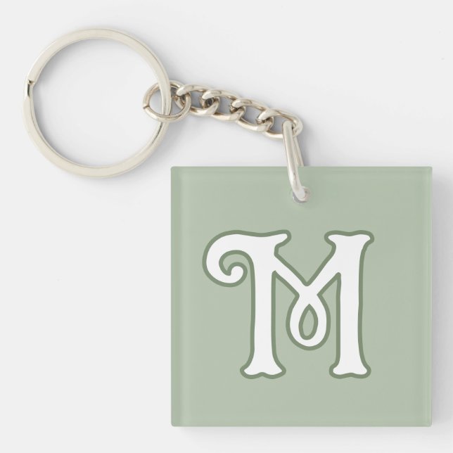 Porte-clés Monogramme Serene Sage (Devant)