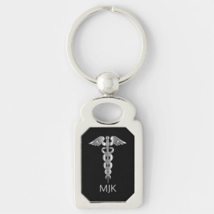 Porte-clés Monogramme Silver Caduceus  
