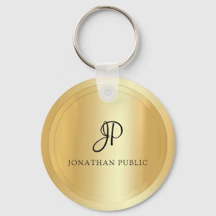 Porte-clés Monogramme tendance Faux Gold Votre nom Élégant