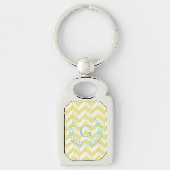 Porte-clés Monogramme turquoise jaune en pastel chic de (Devant)