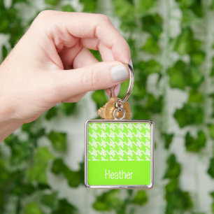 Porte-clés Monogramme vert et blanc motif