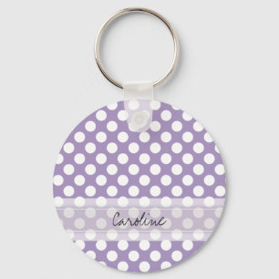 Porte-clés Monogramme violet blanc tendance Motif de point Po