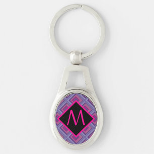 Porte-clés Monogramme violet rose diamant Checker Motif Artsy