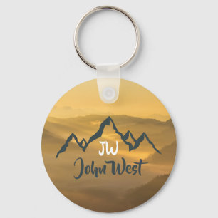Porte-clés Monographie de montagnes personnalisables Gold sun
