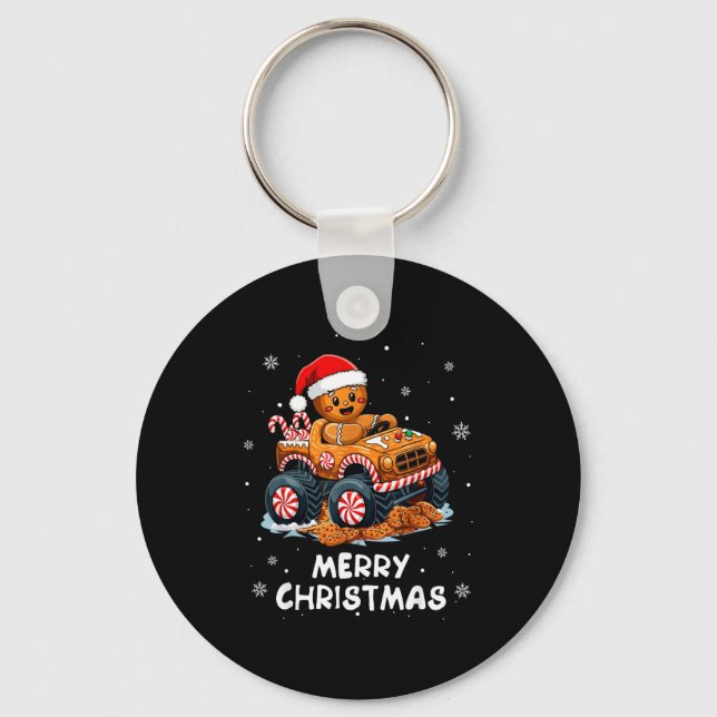 Porte-clés Monster Truck Gingerbread Man Funny Merry Christma (Recto)