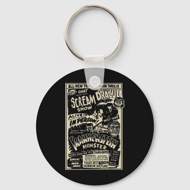 Porte-clés Monstre de film d'horreur Mummy Dracula Werewolf F (Recto)